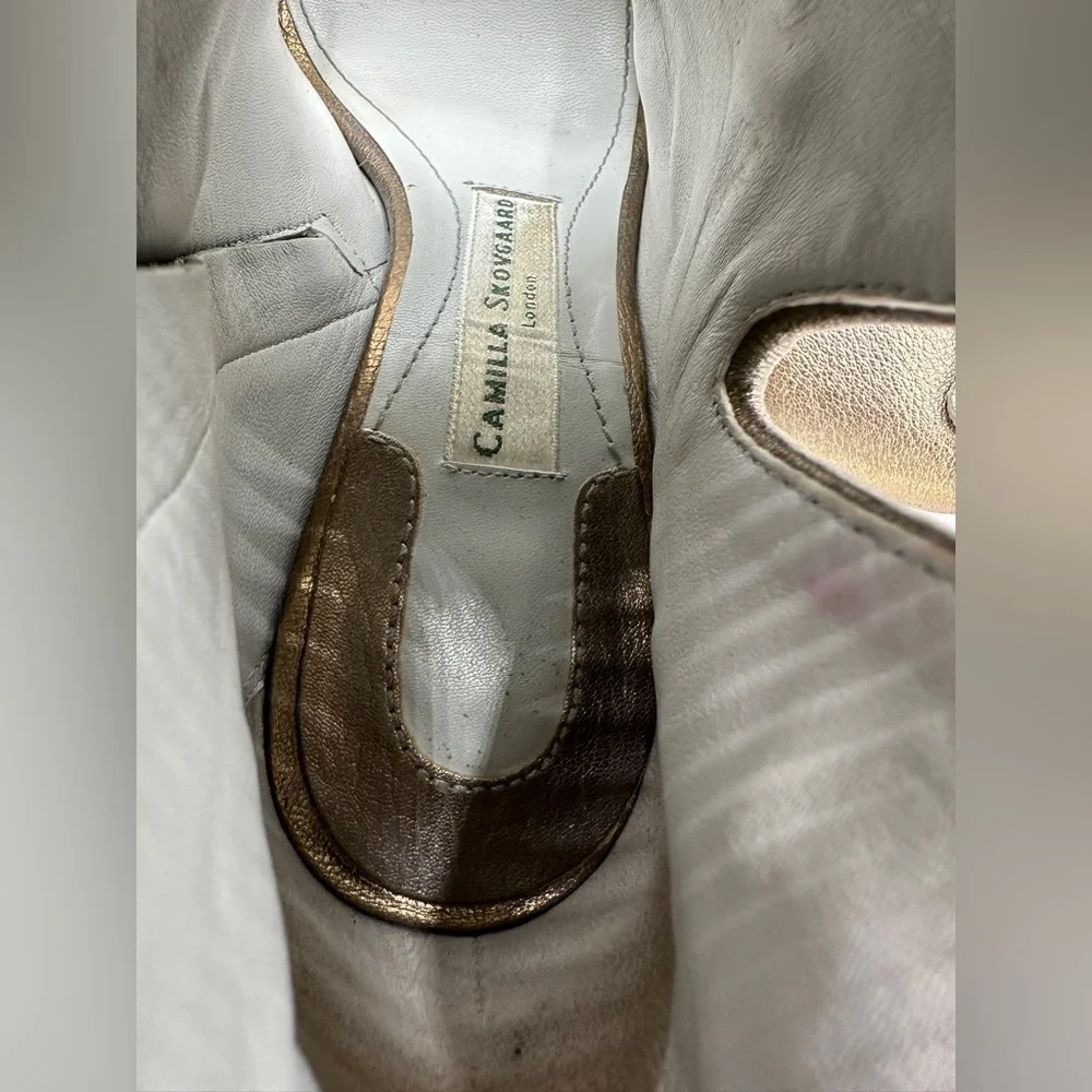 Camilla‎ Skovgaard Peep-Toe Booties size 38 US 8 Gold like NEW
